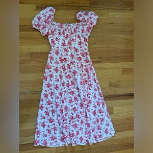 Pink floral midi dress